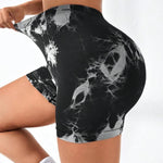 3 PACK Tie Dye Active Wear Shorts, Women Workout Shorts, High Waisted Contour Gym Yoga Biker Shorts, V Back Booty Biker Workout Gym Running Shorts