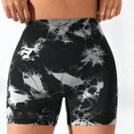 3 PACK Tie Dye Active Wear Shorts, Women Workout Shorts, High Waisted Contour Gym Yoga Biker Shorts, V Back Booty Biker Workout Gym Running Shorts