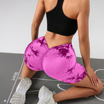 3 PACK Tie Dye Active Wear Shorts, Women Workout Shorts, High Waisted Contour Gym Yoga Biker Shorts, V Back Booty Biker Workout Gym Running Shorts