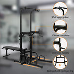 Power Tower Dip Station With Bench Pull Up Bar Stand Adjustable Height Heavy Duty Multi-Function Fitness Training Equipment For Home Office Gym