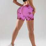 3 PACK Tie Dye Active Wear Shorts, Women Workout Shorts, High Waisted Contour Gym Yoga Biker Shorts, V Back Booty Biker Workout Gym Running Shorts